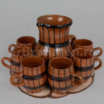 ARTIZANAT Carafa 6 pahare vin / Karaffe m. 6 Weingläser 1l